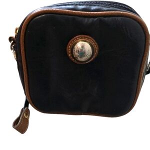 Vintage Capezio Black With Tan Trim Vegan Leather Crossbody